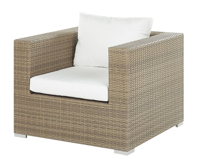 Beliani Conjunto lounge Ratan sintético MAESTRO Branco/ Bege