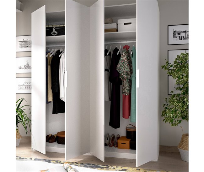 Guarda-roupa grande com efeito de madeira Branco
