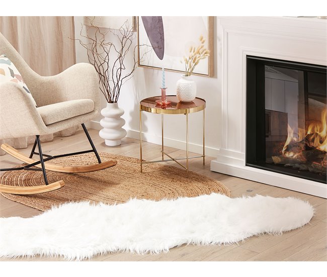 Beliani Decoração em pele de ovelha MAMUNGARI 60x180 Branco