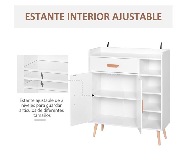 Armário Particle Board HOMCOM, casa - móveis de armazenamento 80 Branco