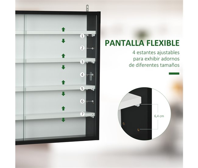 Vitrine de Parede Melamina de Madeira e Vidro HOMCOM 80 Preto