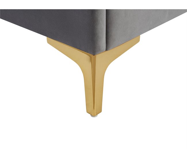 Beliani Cama com estrado Veludo LIMOUX 187x213 Azul Marino