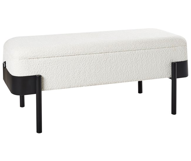 Beliani Banco de cama Chenille WARREN 100x40 Branco