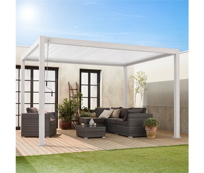 Pérgula bioclimática - Triomphe - alumínio, com lâminas 400x300 Branco