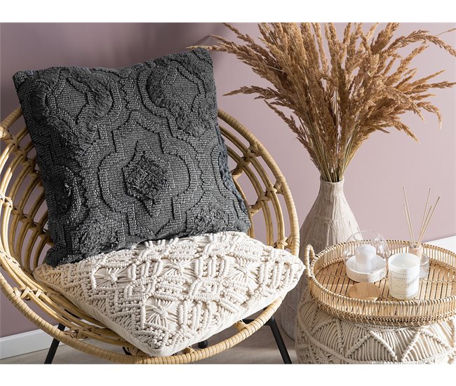 Beliani Almofada decorativa PAIKA Cinza Escuro