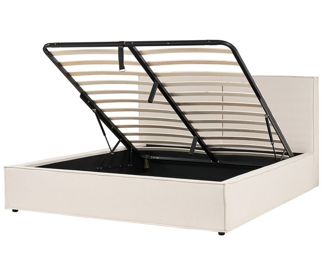 Beliani Cama com estrado Poliéster MOISSAC 197x224 Bege