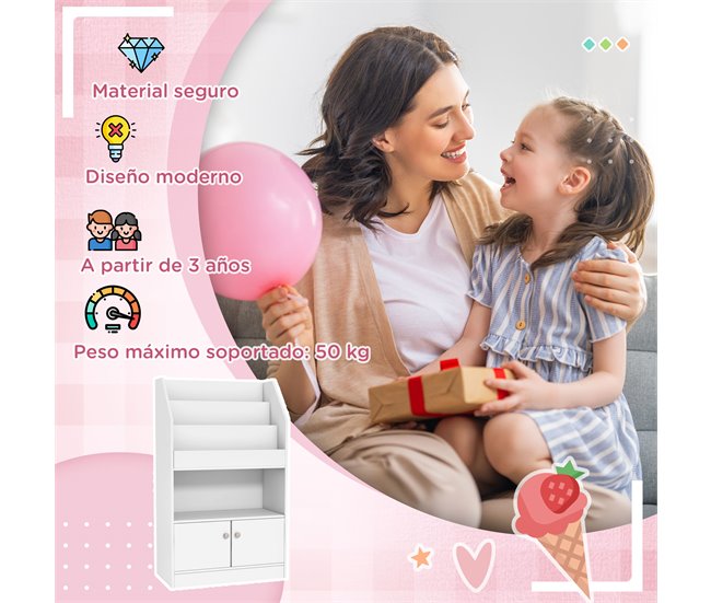 Estante para Brinquedos MDF ZONEKIZ Branco