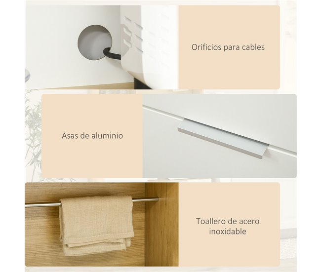 Armário de Cozinha Melamina de Madeira e Madeira de Pinho HOMCOM Castanho