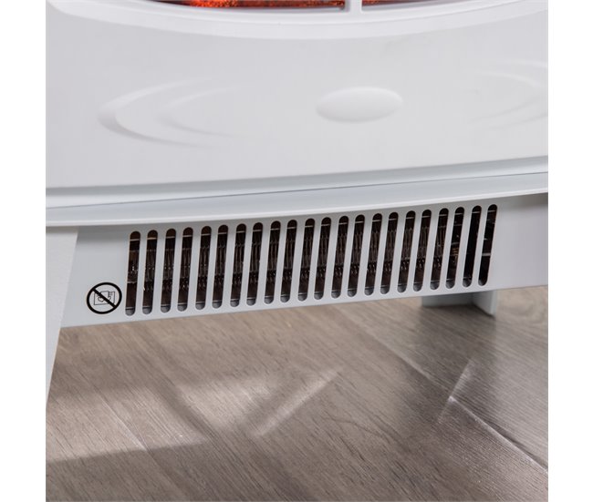 Lareira Elétrica Aço, ABS, Vidro Temperado HOMCOM Branco