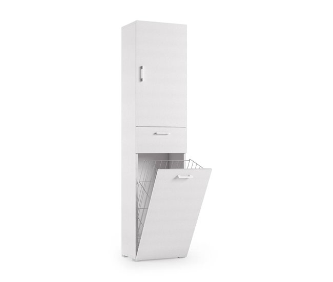 Armário multiuso com 2 portas com efeito madeira 45 Branco