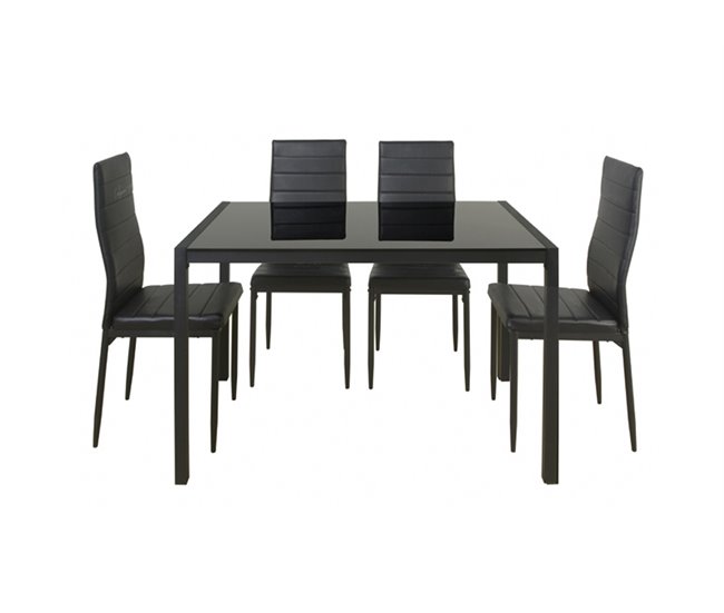 Conjunto de mesa com 4 cadeiras JET preto Preto