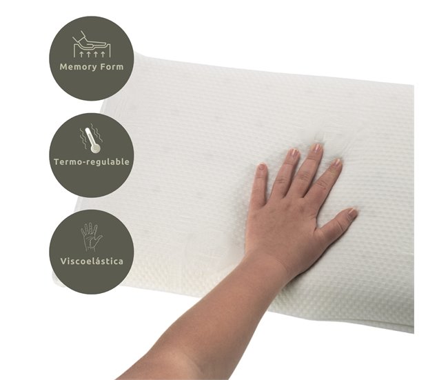 Almohada Viscoelástica Aloe Vera Infantil 30x50cm con Bolsa Transporte 30x50 Branco/cinza