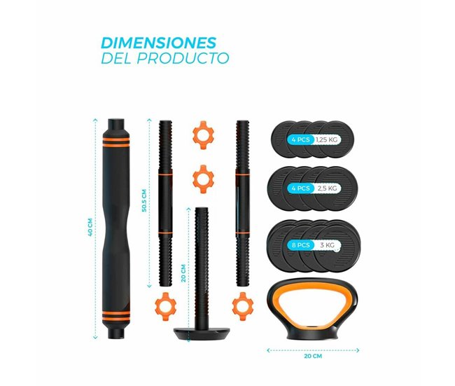 Kit de Pesos Russos e Halteres ORMANC40 Multicor