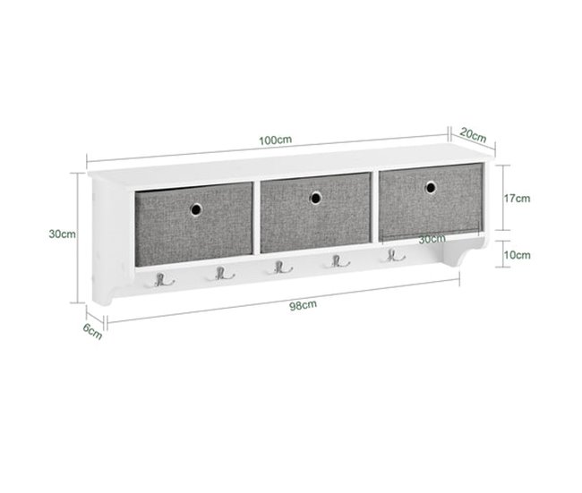 Armário de corredor Sapateira + bengaleiro SoBuy FSR74-W+FRG282-W Branco