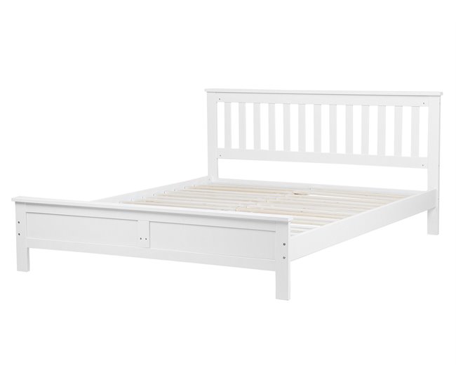 Beliani Cama com estrado Pinho MAYENNE 169x208 Branco