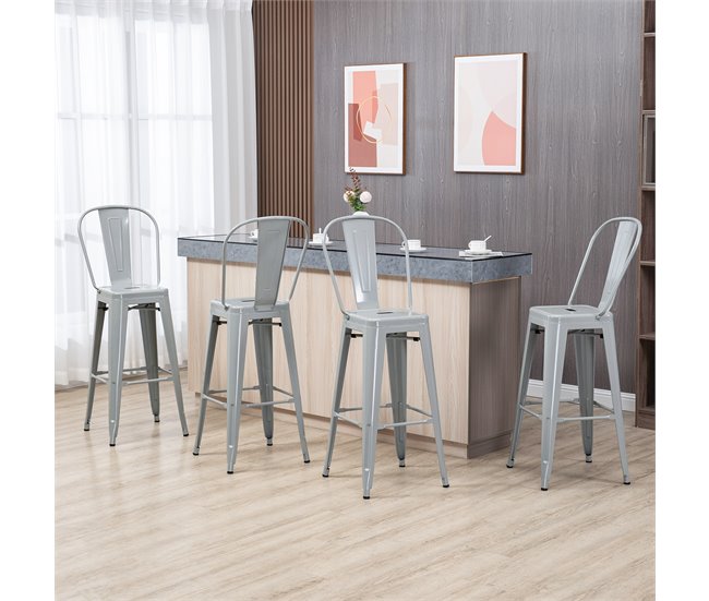 Bancos de Bar Metal HOMCOM, casa - cadeiras Cinza