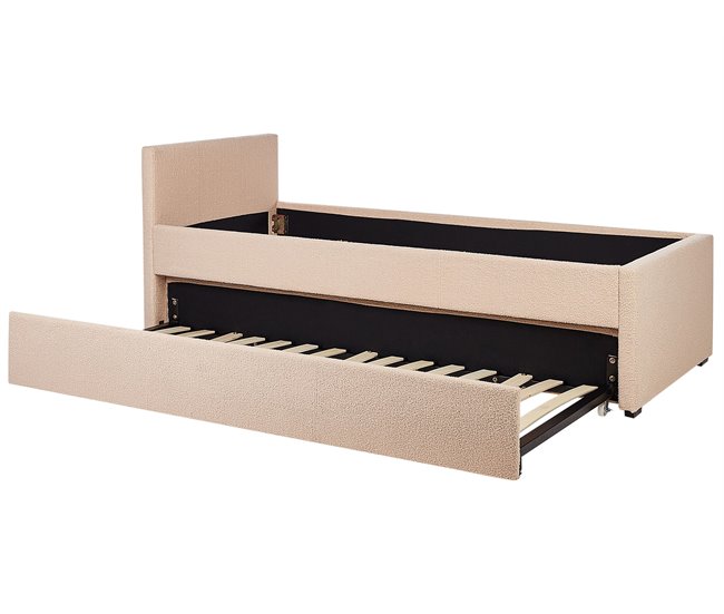 Beliani Cama com estrado Bouclé MARMANDE 86x214 Bege