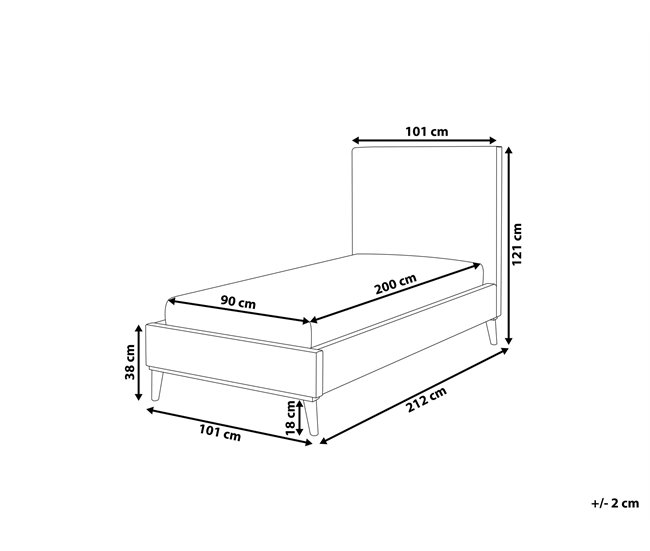 Beliani Cama Veludo BAYONNE 101x212 Branco/ Bege
