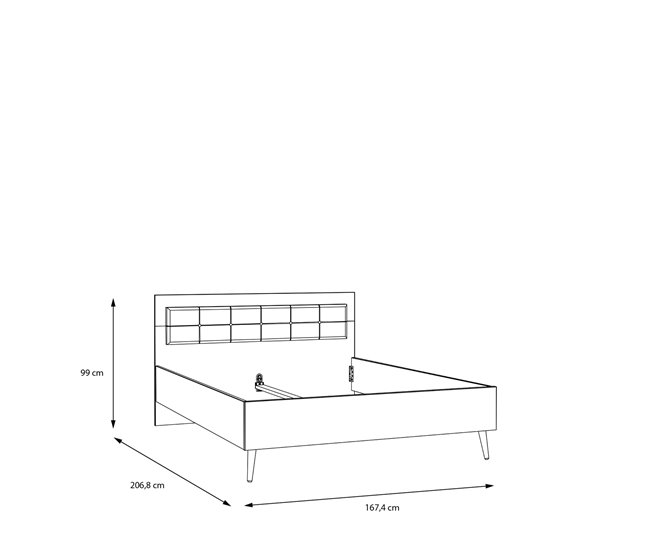Cama  LYON de cor carvalho Carvalho