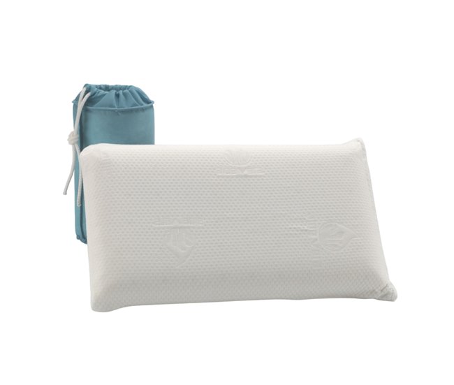 Almohada Viscoelástica Aloe Vera Infantil 30x50cm con Bolsa Transporte 30x50 Branco/cinza
