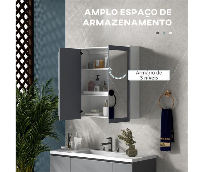 Armário de Casa de Banho MDF e Vidro kleankin Branco