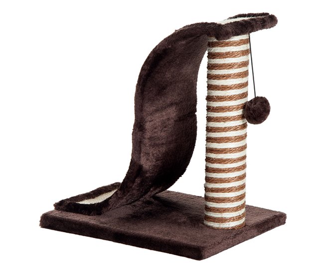 Arranhador para Gatos Aglomerado de Madeira, Pelúcia e Sisal Castanho
