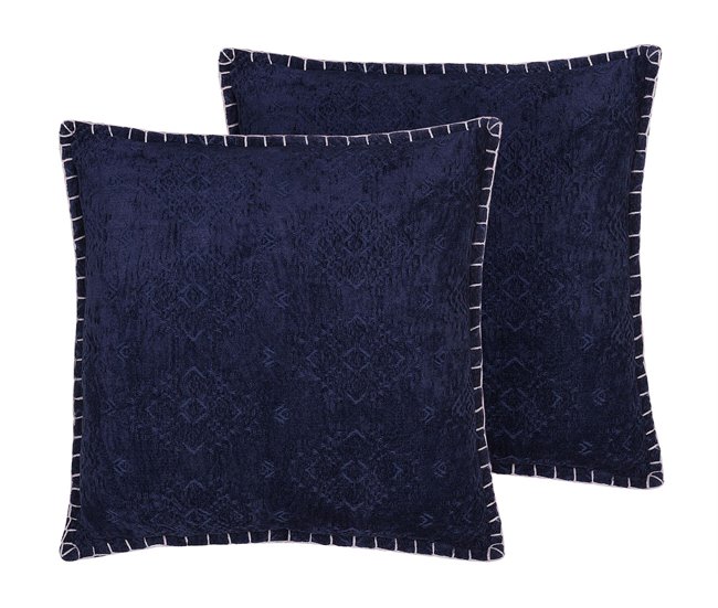 Beliani Almofada decorativa MELUR 45x45 Azul