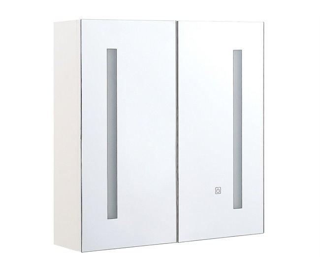 Armário de casa de banho com espelho e LED CHABUNCO Branco