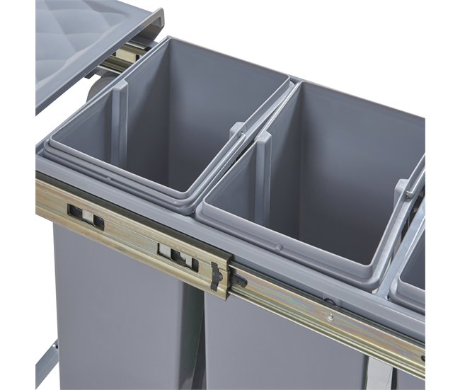 Caixote do lixo extraível Froland capacidade 3 x 10 L plástico Cinza