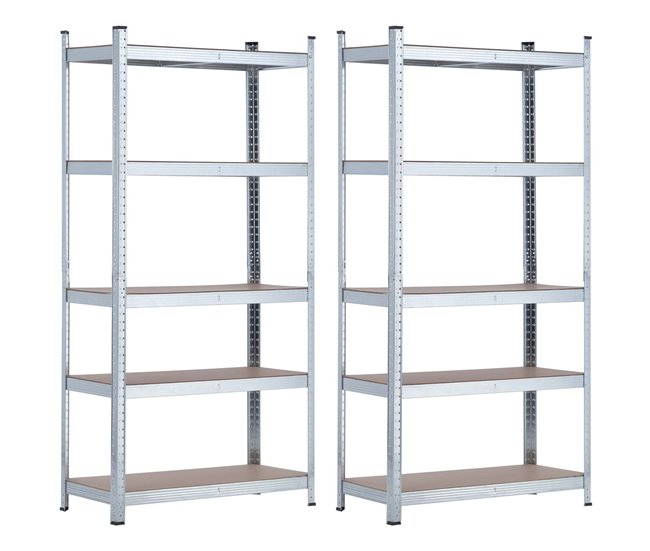 Pack 2 Prateleiras Modulares com 5 Prateleiras Ajustáveis ​​Thinia Home Prata