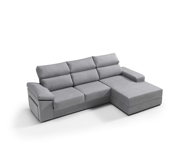 Chaise longue dereita com arrumação RUBIK Cinza