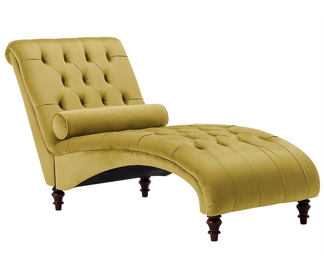 Beliani Chaise longue Terciopelo MURET Bege