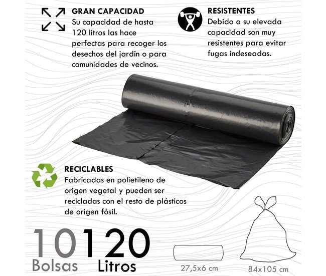 WELL HOME Recipiente Aberto 110L Verde Alt.88cm+10 sacos de lixo 120L Azul