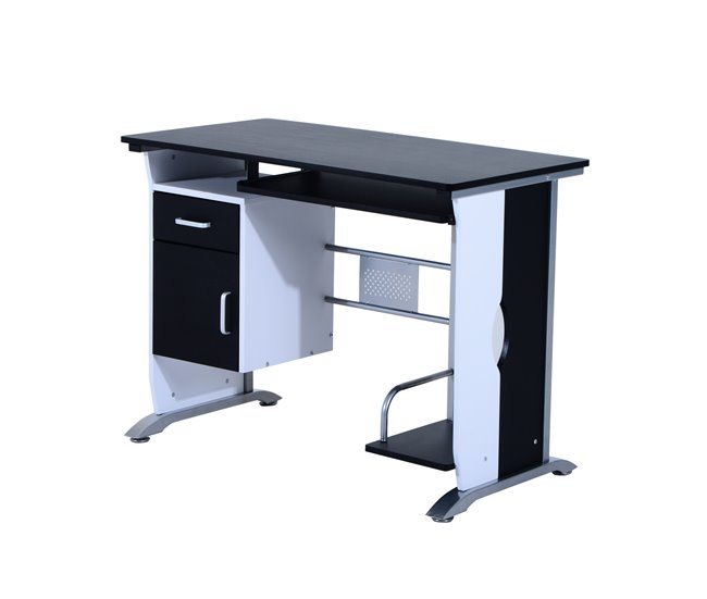 Mesa de Computador MDF e Metal HOMCOM, escritório - secretárias 100x52 Preto