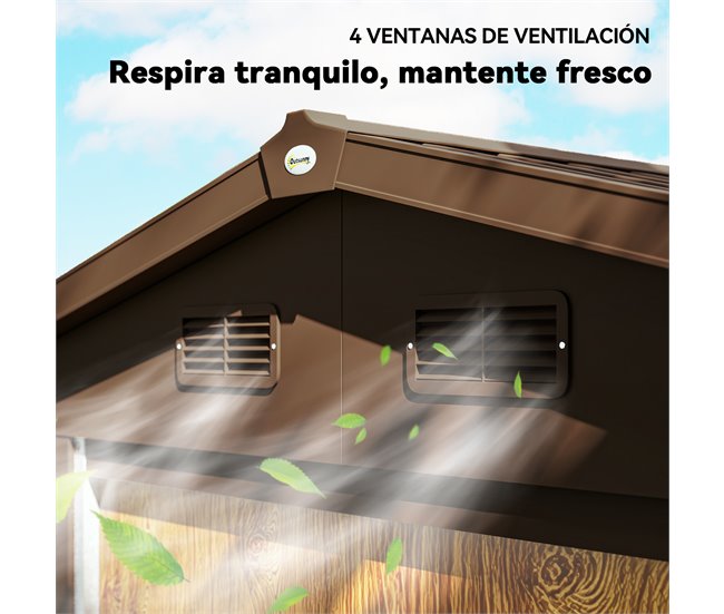 Abrigo de Jardim Aço e Polipropileno Outsunny Castanho