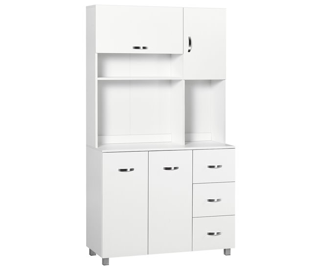 Armário de Cozinha Melamina de Madeira, Metal e Plástico HOMCOM 100 Branco
