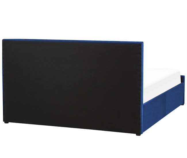 Beliani Cama com estrado Veludo ROCHEFORT 170x214 Azul Marino