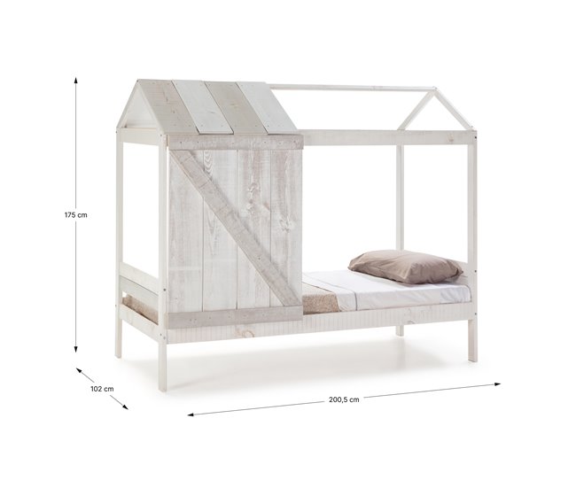 Cama tipo cabana ELIOT 90cm branco cinza claro e cinza escuro Branco/cinza