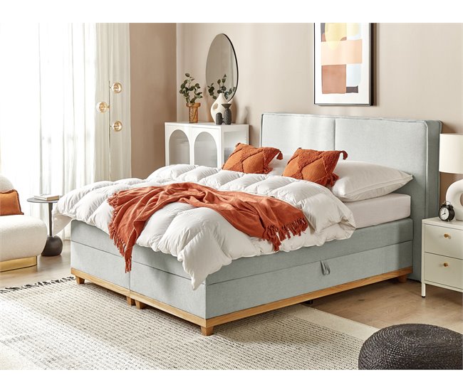 Beliani Cama continental Poliéster DYNASTY 180x217 Cinza Claro