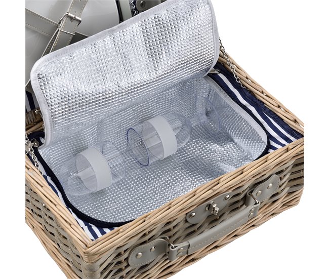 [casa.pro] Cesto de piquenique para 2 pessoas com geleira Branco/ Azul