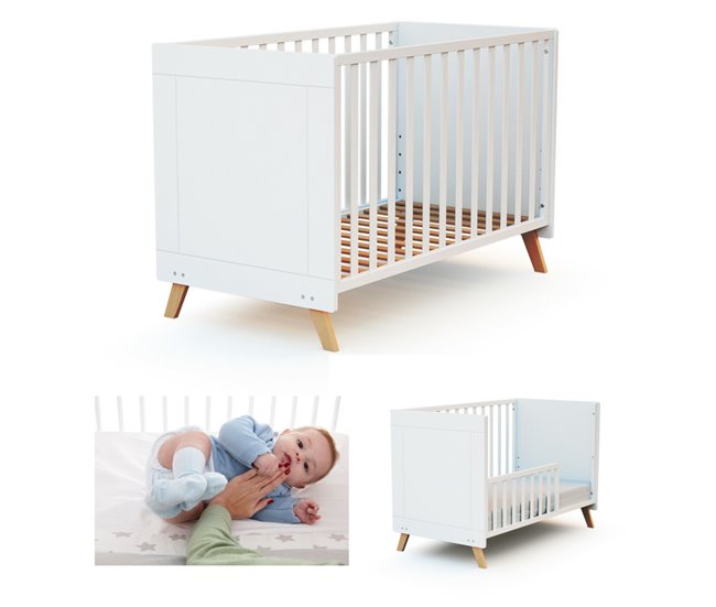 Berço co-leito Sakura convertível em cama (kit de grades incluído) Branco