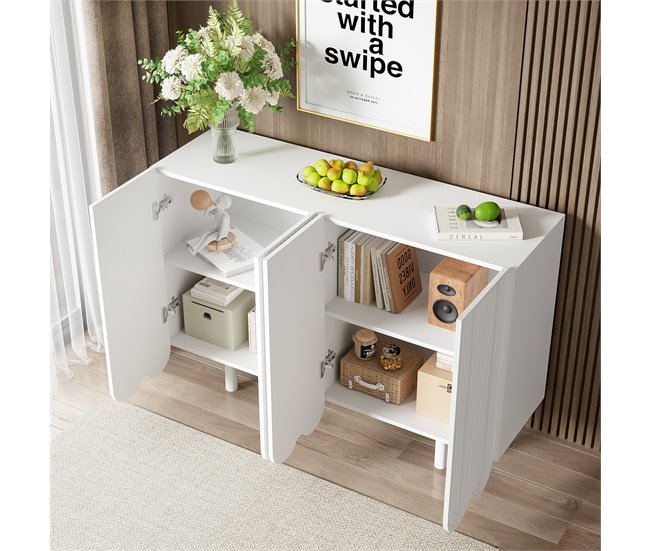 Aparador de painel de partículas com 4 portas 120 Branco