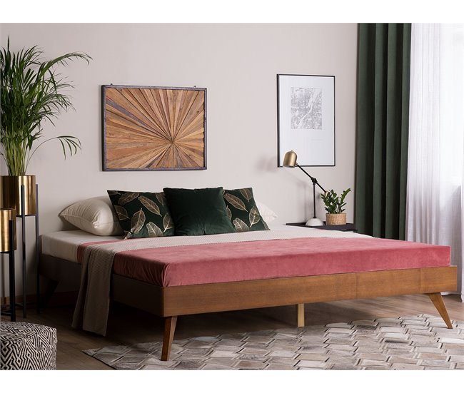 Beliani Cama com estrado MDF BERRIC 148x202 Castanho