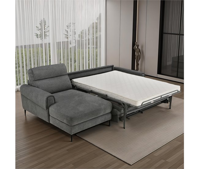 Chaise longue com cama ELIA Cinza