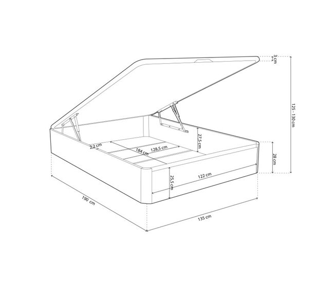 Sommier rebatível de luxo 3D 135x190 Branco