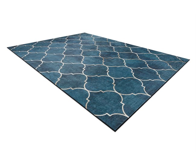 ANDRE 1181 Tapete Treliças marroquinas antiderrapante 120x170 Azul