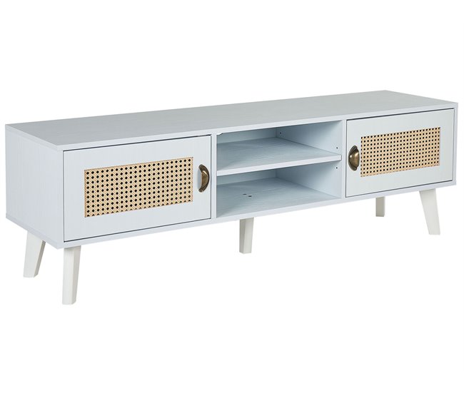 Beliani Mesa de TV PARTON 140 Branco/ Bege