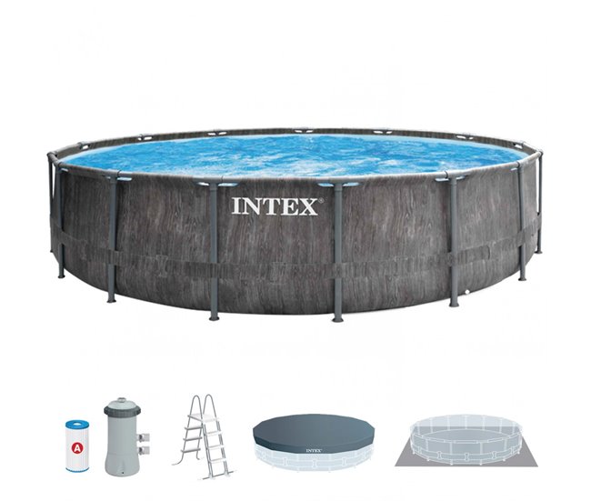 Piscina redonda INTEX Greywood com purificador Cinza