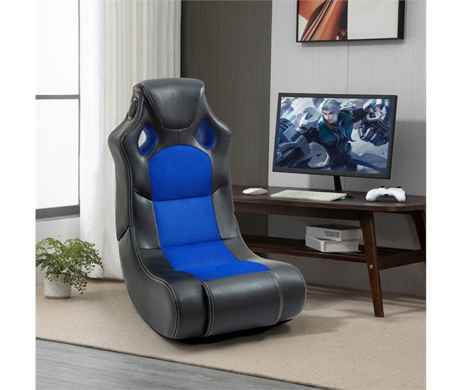 Cadeira GAMER com altifalante azul e preto Azul/ Preto