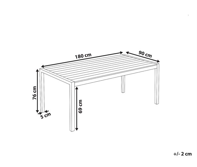 Beliani Mesa de jardim VERNIO 90x180 Branco